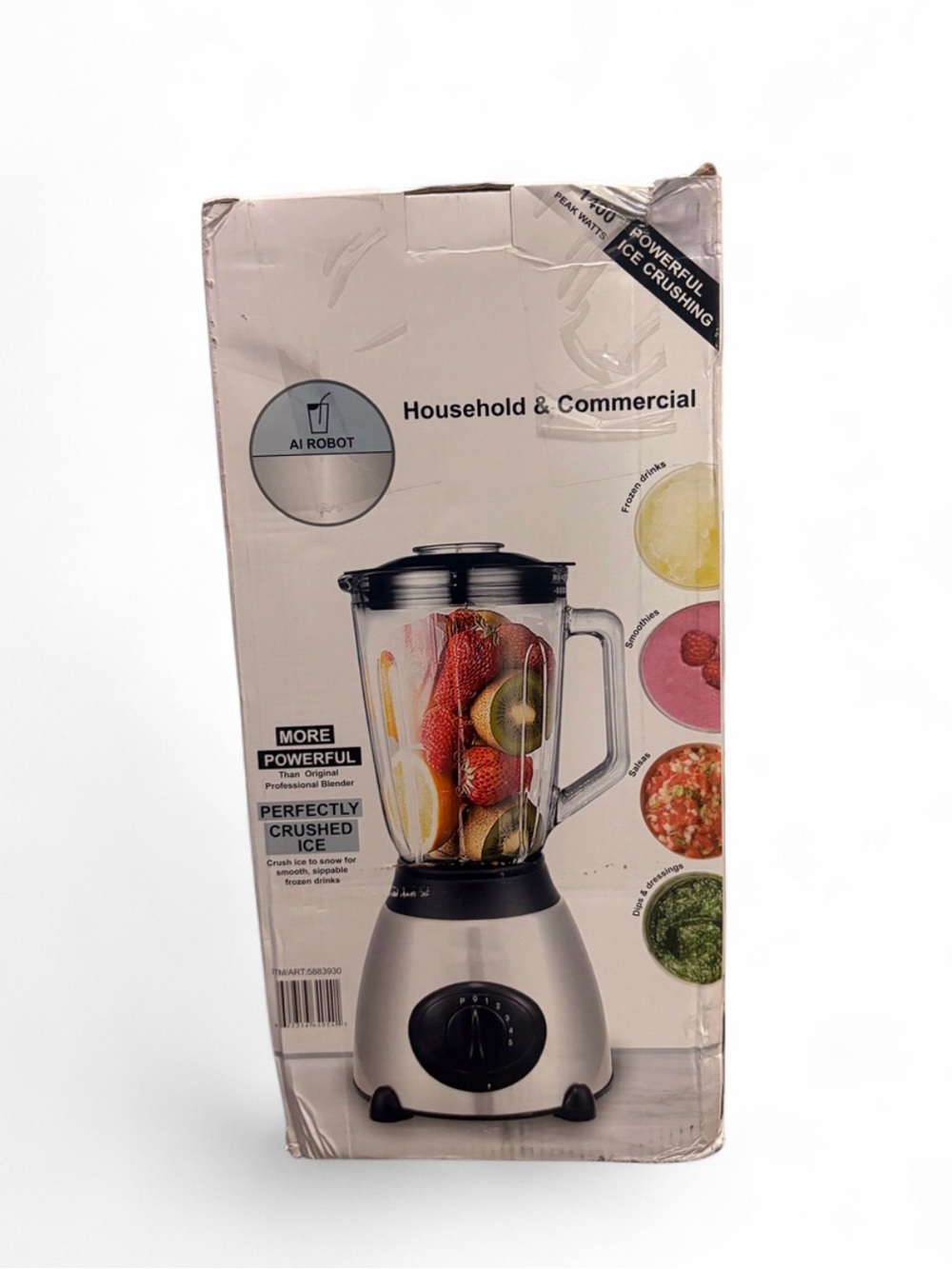 AI Robot Silver Countertop Blender - Household & Commercial Use